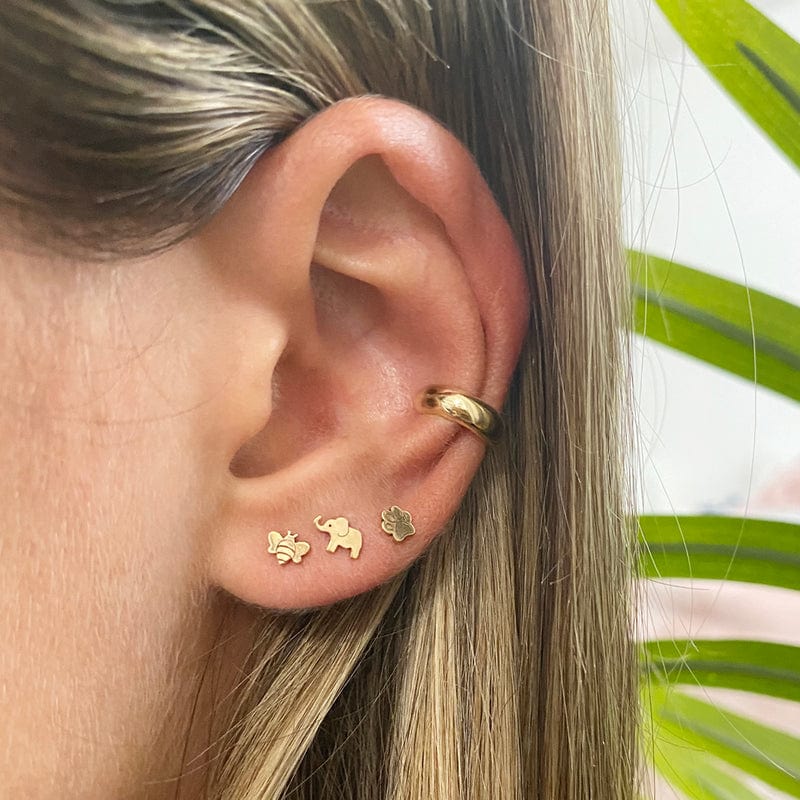 EAR-14K 14K Itty Bitty Single Dog Paw Stud