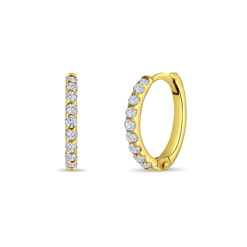 EAR-14K 14k Jeweled Clear CZ Huggie