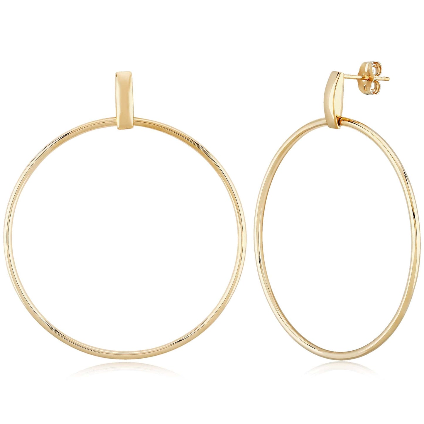 EAR-14K 14k Large Front Facing Drop Hoop on Post