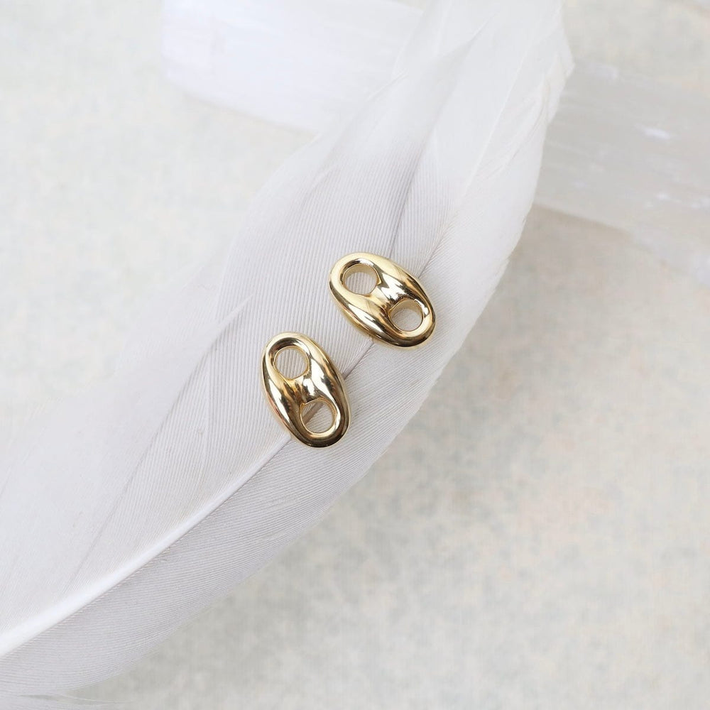 EAR-14K 14K Medium Mariner Link Stud Earrings