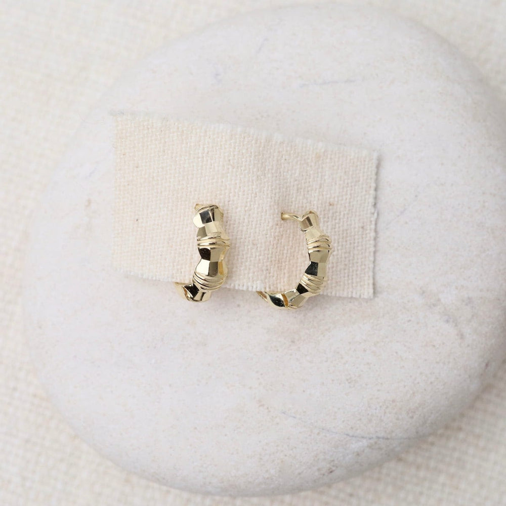 EAR-14K 14k Mirror Beads Yellow Gold Huggies