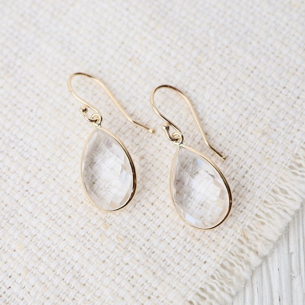 
                      
                        EAR-14K 14k Pear Shaped White Quartz Earrings
                      
                    