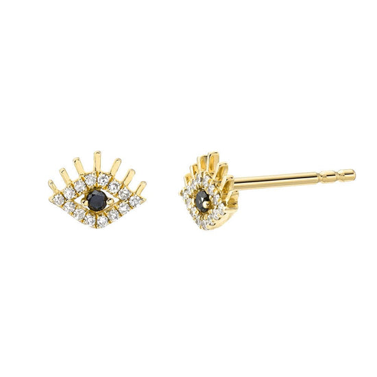 Load image into Gallery viewer, EAR-14K 14k Petite Evil Eye With Lashes Earrings
