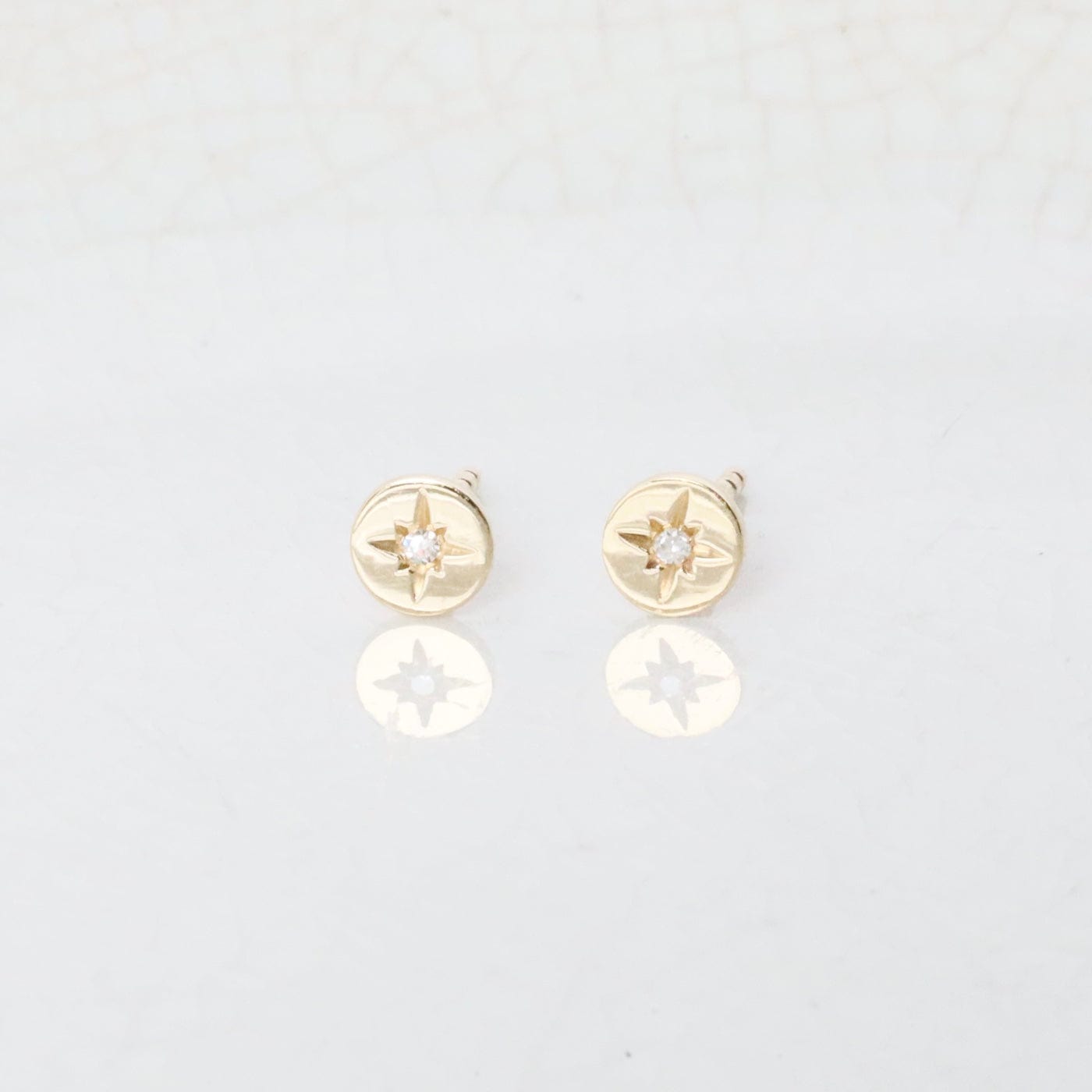 EAR-14K 14K Petite Starburst Disc Post Earrings