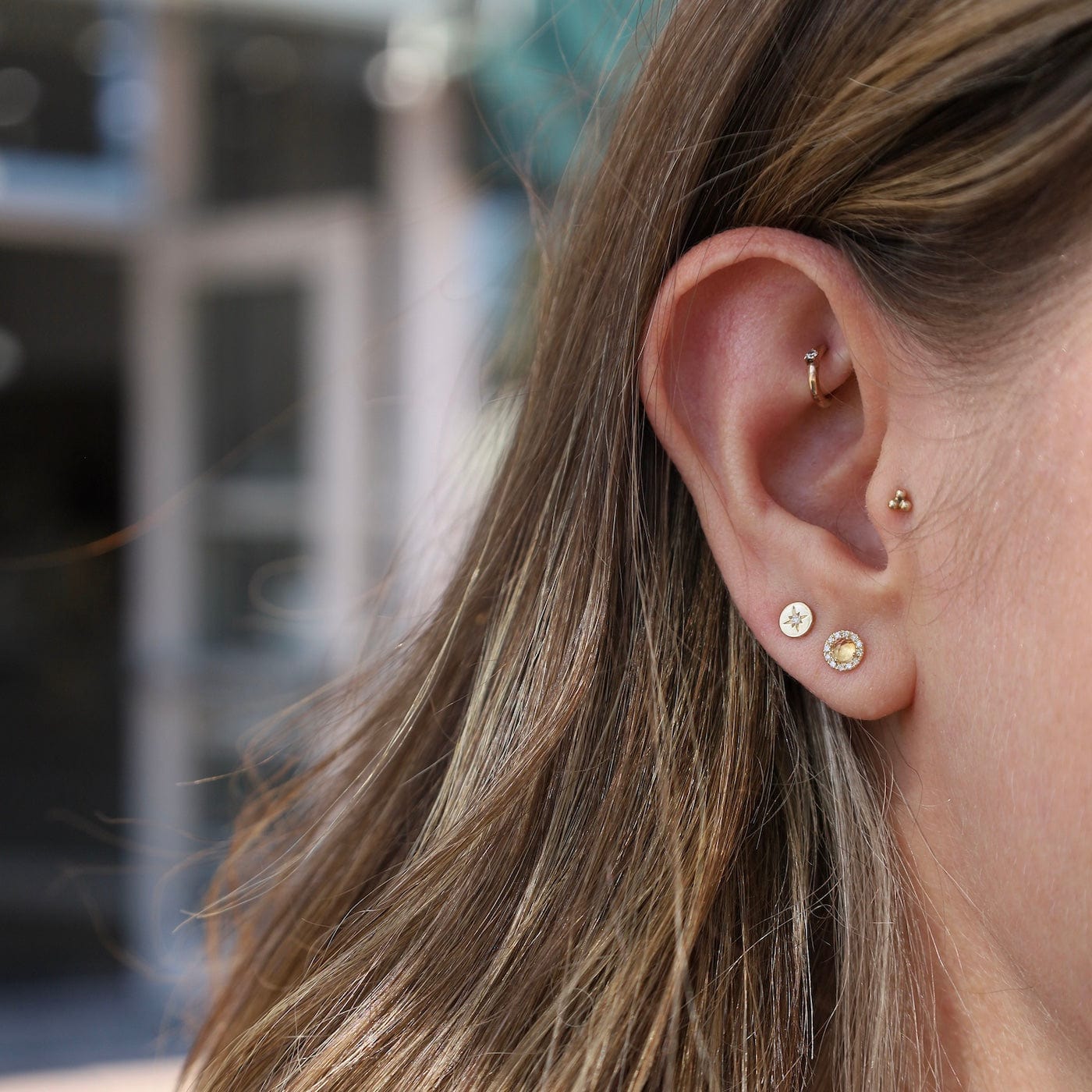 EAR-14K 14K Petite Starburst Disc Post Earrings