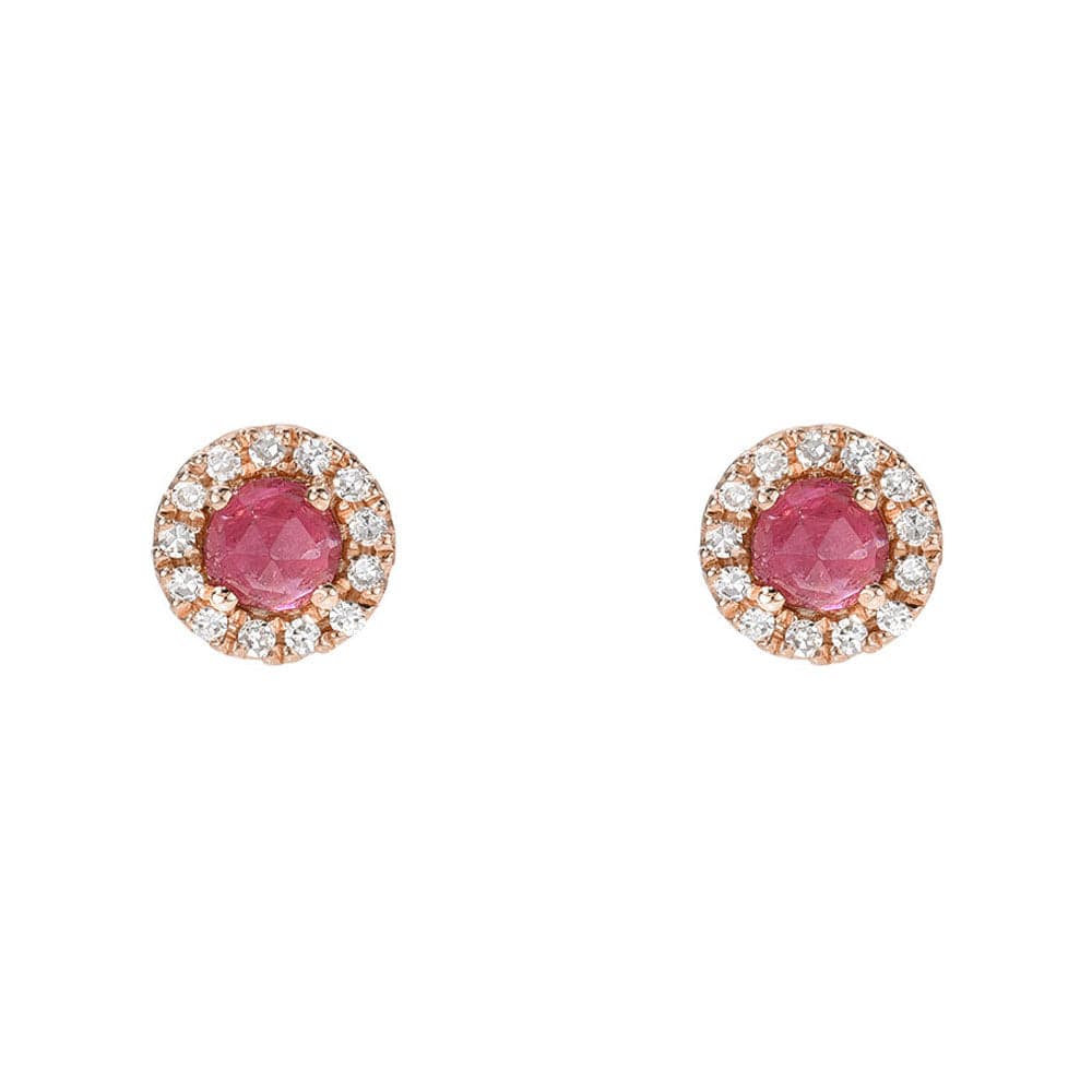 
                      
                        EAR-14K 14k Pink Tourmaline Center with Diamond Halo Earring
                      
                    