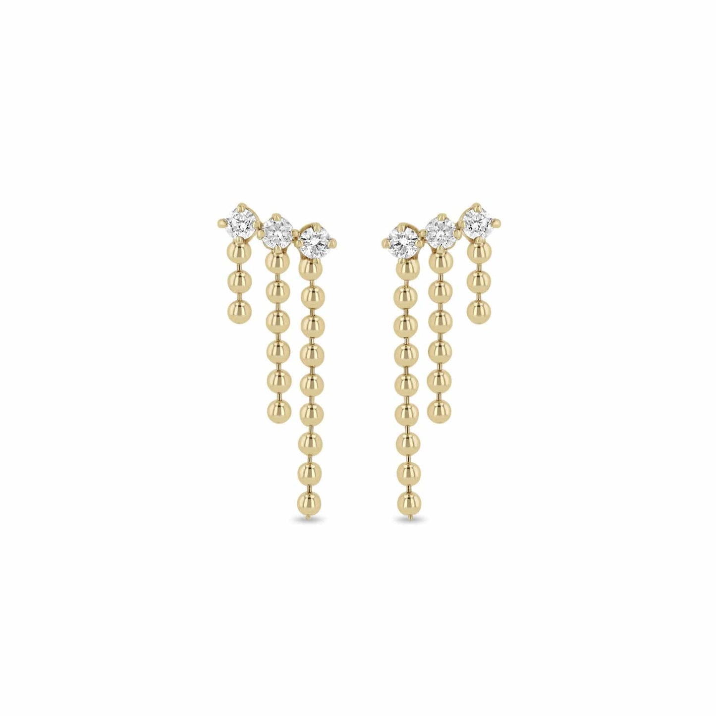 EAR-14K 14k Prong Diamond & Bead Chain Waterfall Earrings