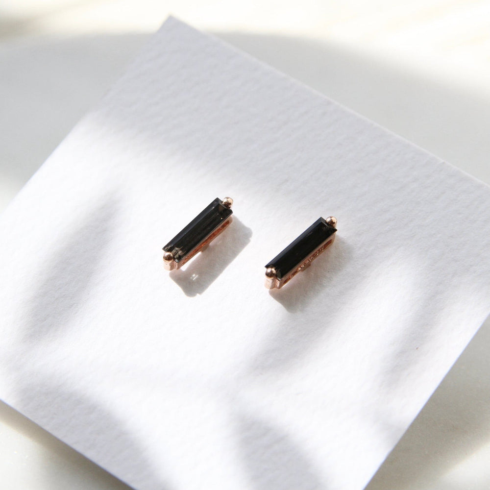 
                  
                    EAR-14K 14k Rose Gold Black Night Quartz Baguettes Post Earring
                  
                