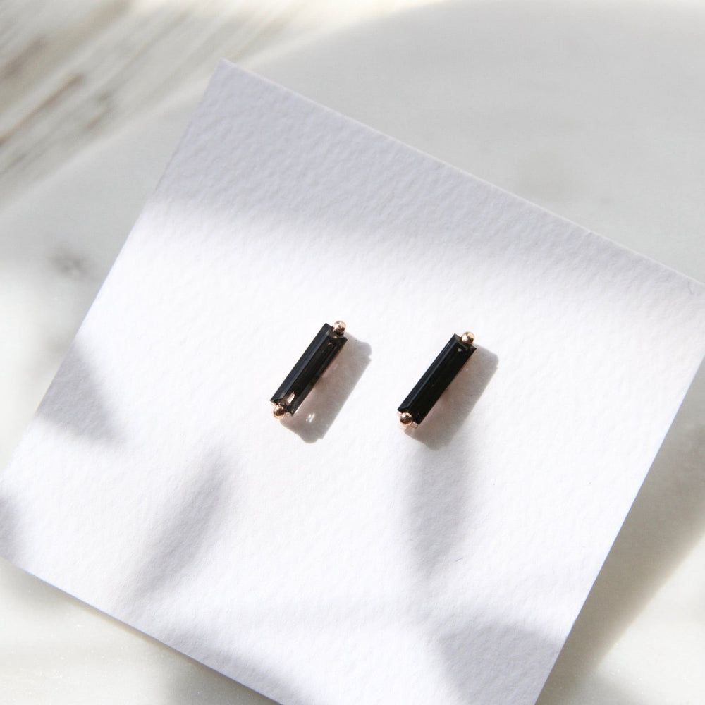 
                  
                    EAR-14K 14k Rose Gold Black Night Quartz Baguettes Post Earring
                  
                