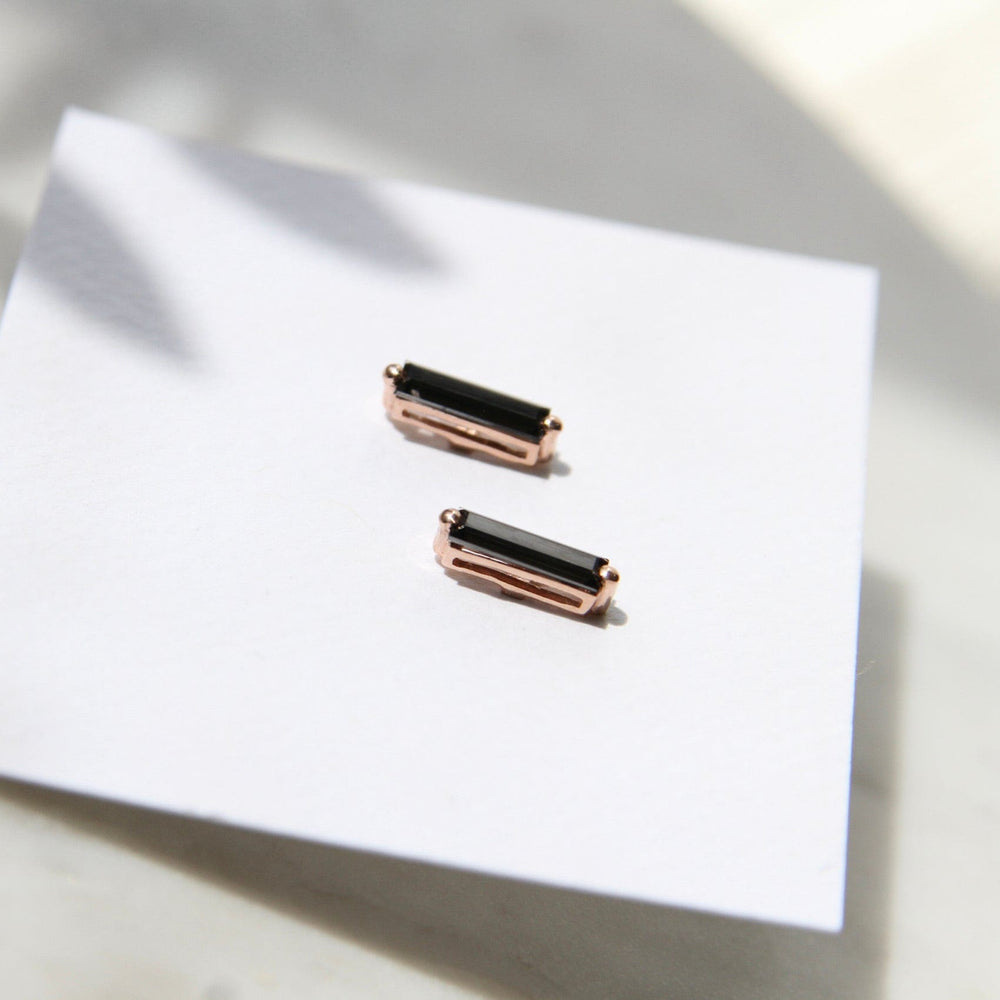 
                  
                    EAR-14K 14k Rose Gold Black Night Quartz Baguettes Post Earring
                  
                