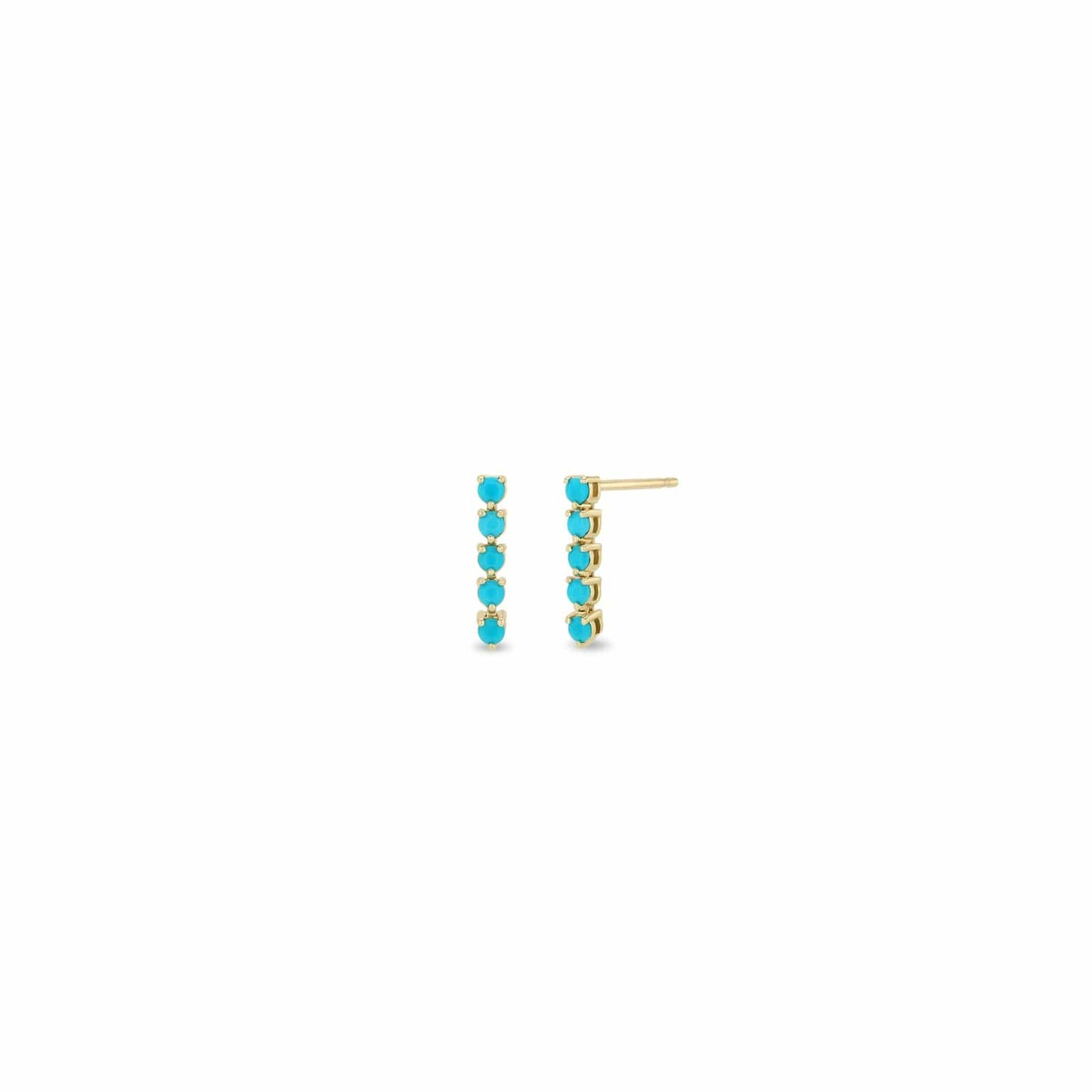 EAR-14K 14k Short Turquoise Tennis Drop Earrings