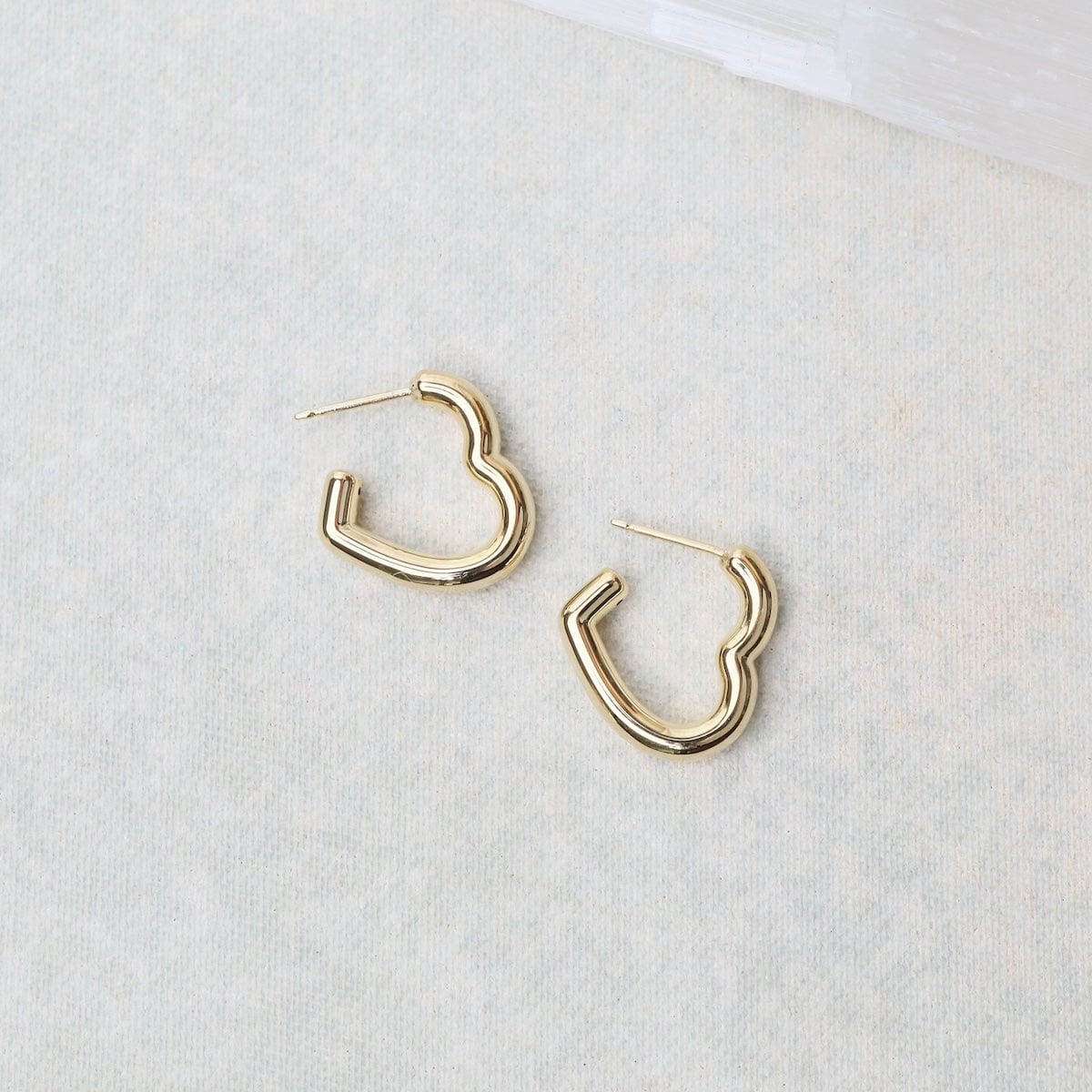 EAR-14K 14K Small Open Heart Hoop Earrings