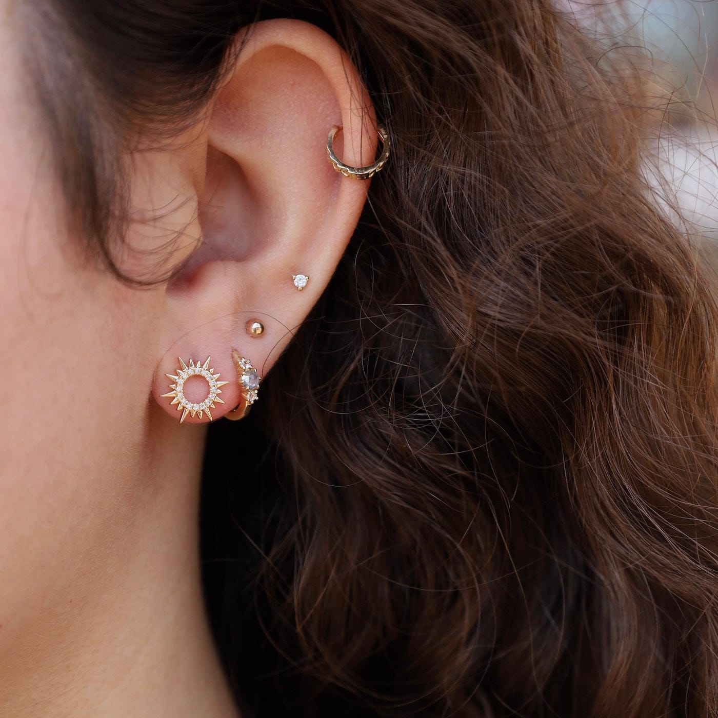 EAR-14K 14K Sun Open Circle Earrings