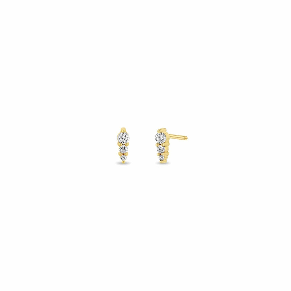 EAR-14K 14k Three Small Graduated Prong Set Diamond Studs