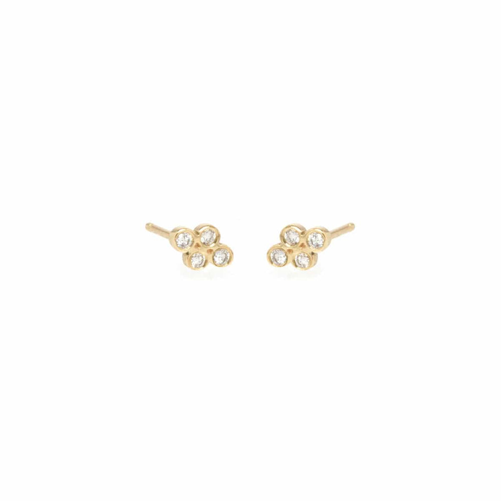 EAR-14K 14k Tiny Quad Diamond Bezel Stud Earrings