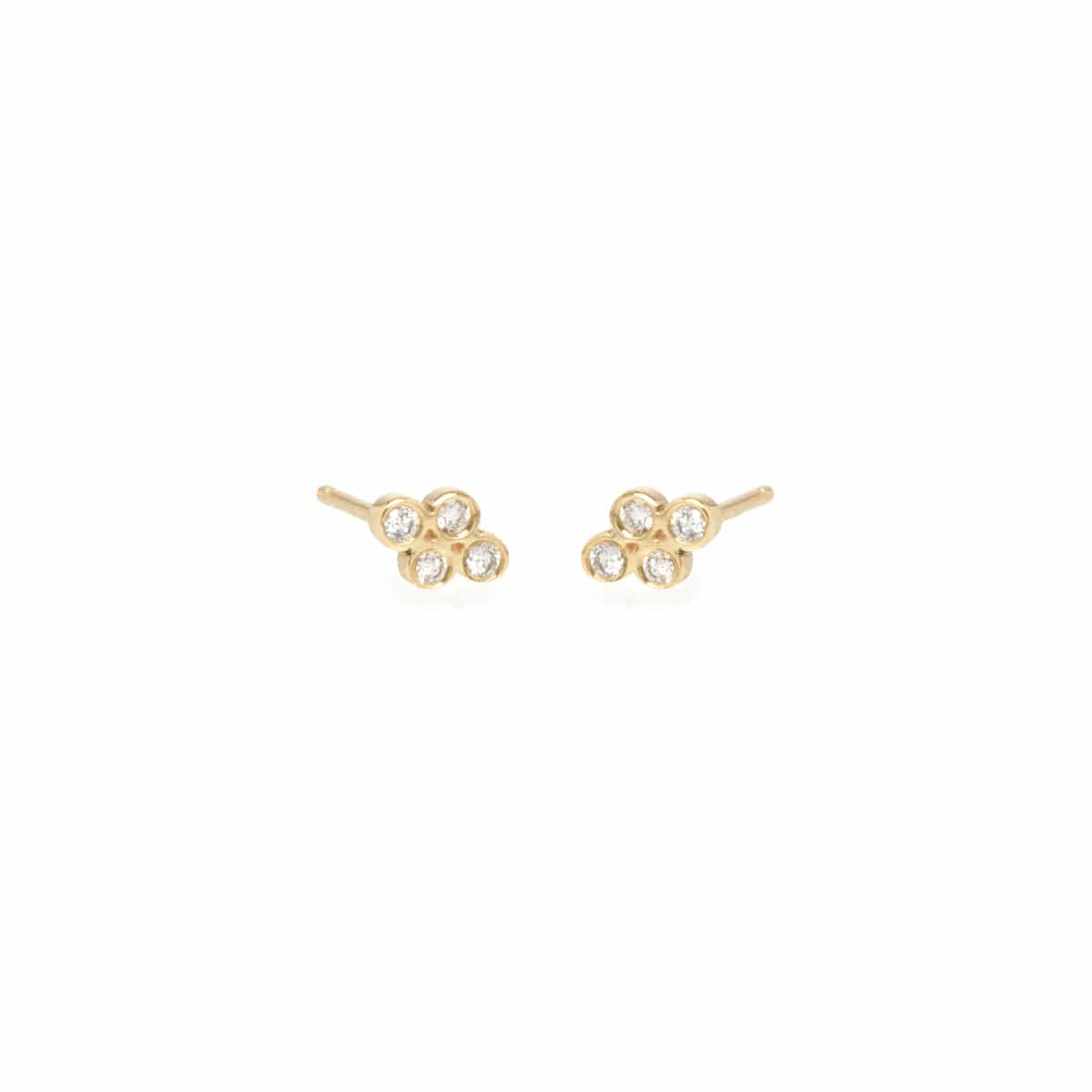 EAR-14K 14k Tiny Quad Diamond Bezel Stud Earrings