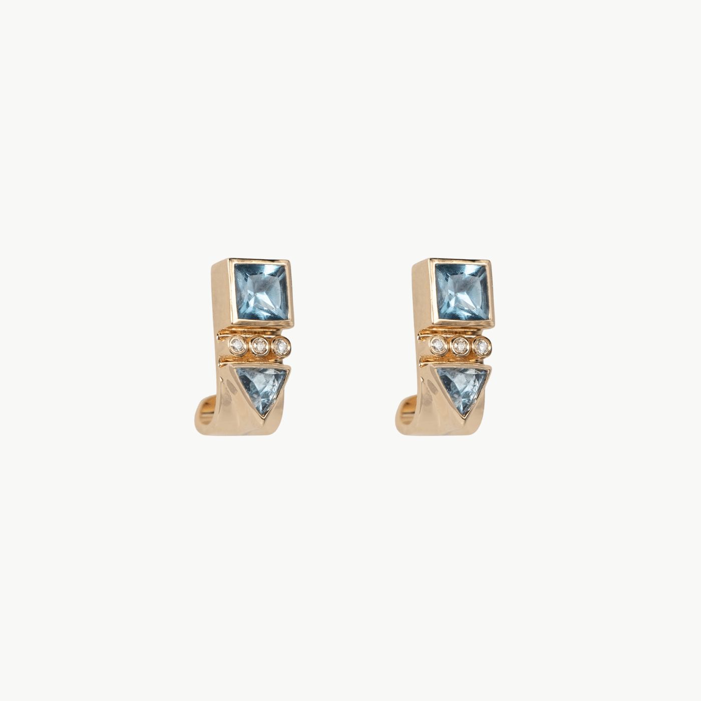 EAR-14K 14k Totem Hoops with Aquamarine - Sold as a Pair