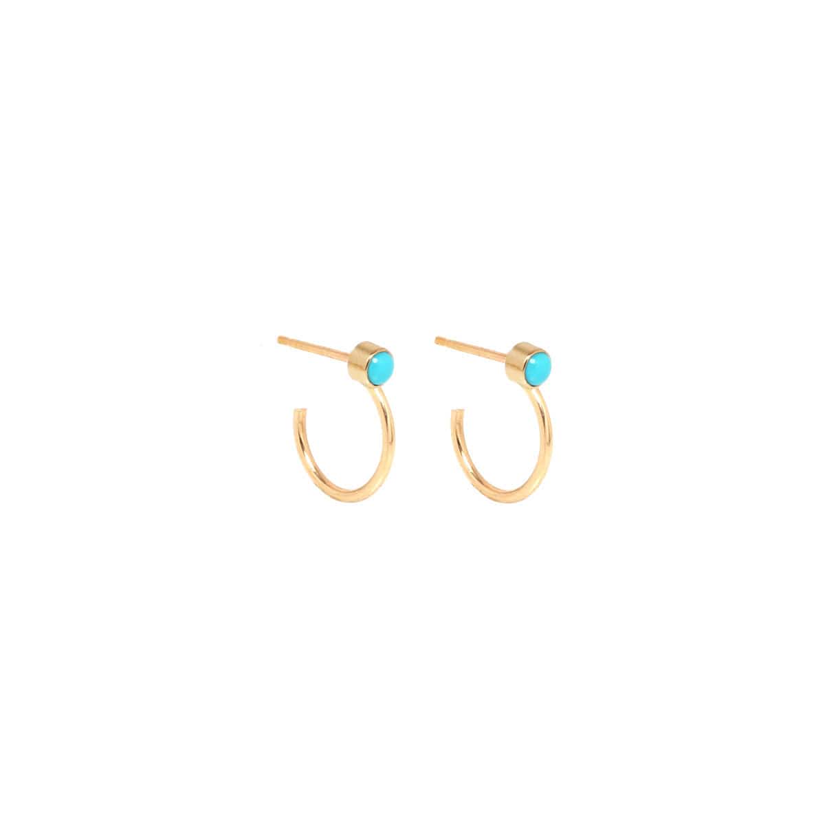 EAR-14K 14k Turquoise Thin Huggie Hoops