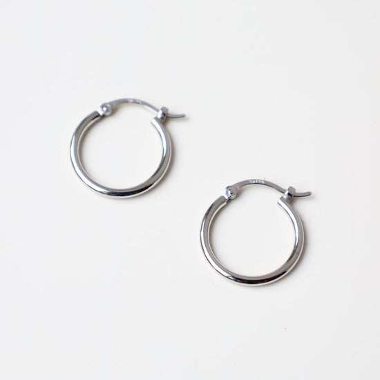 Load image into Gallery viewer, EAR-14K 14k White Gold 1.5x15mm Tube Hoop
