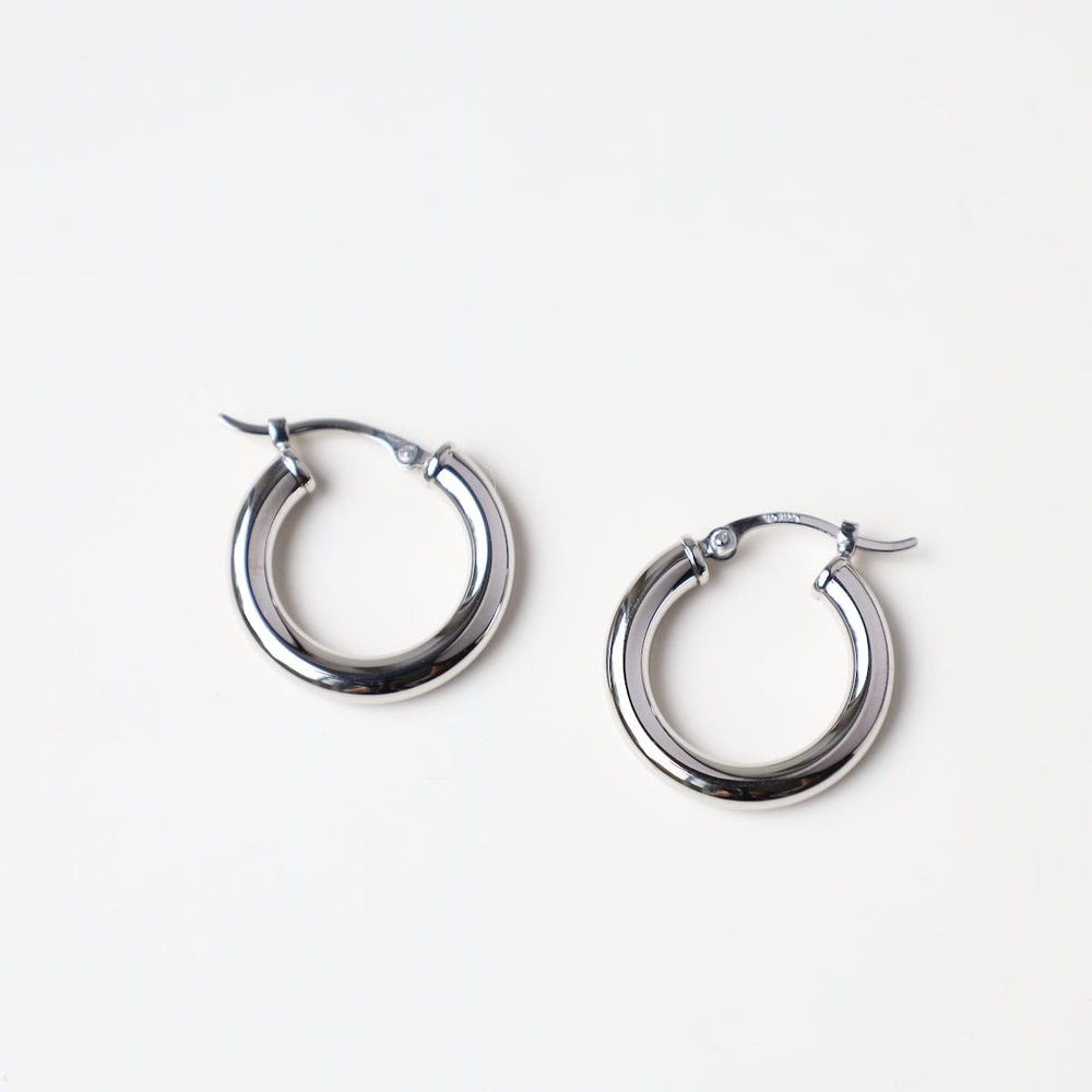 EAR-14K 14k White Gold 3x18mm Tube Hoop