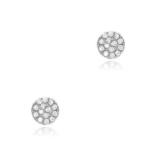 EAR-14K 14k White Gold 4.5mm Disc with Pave Diamonds Post Earrings