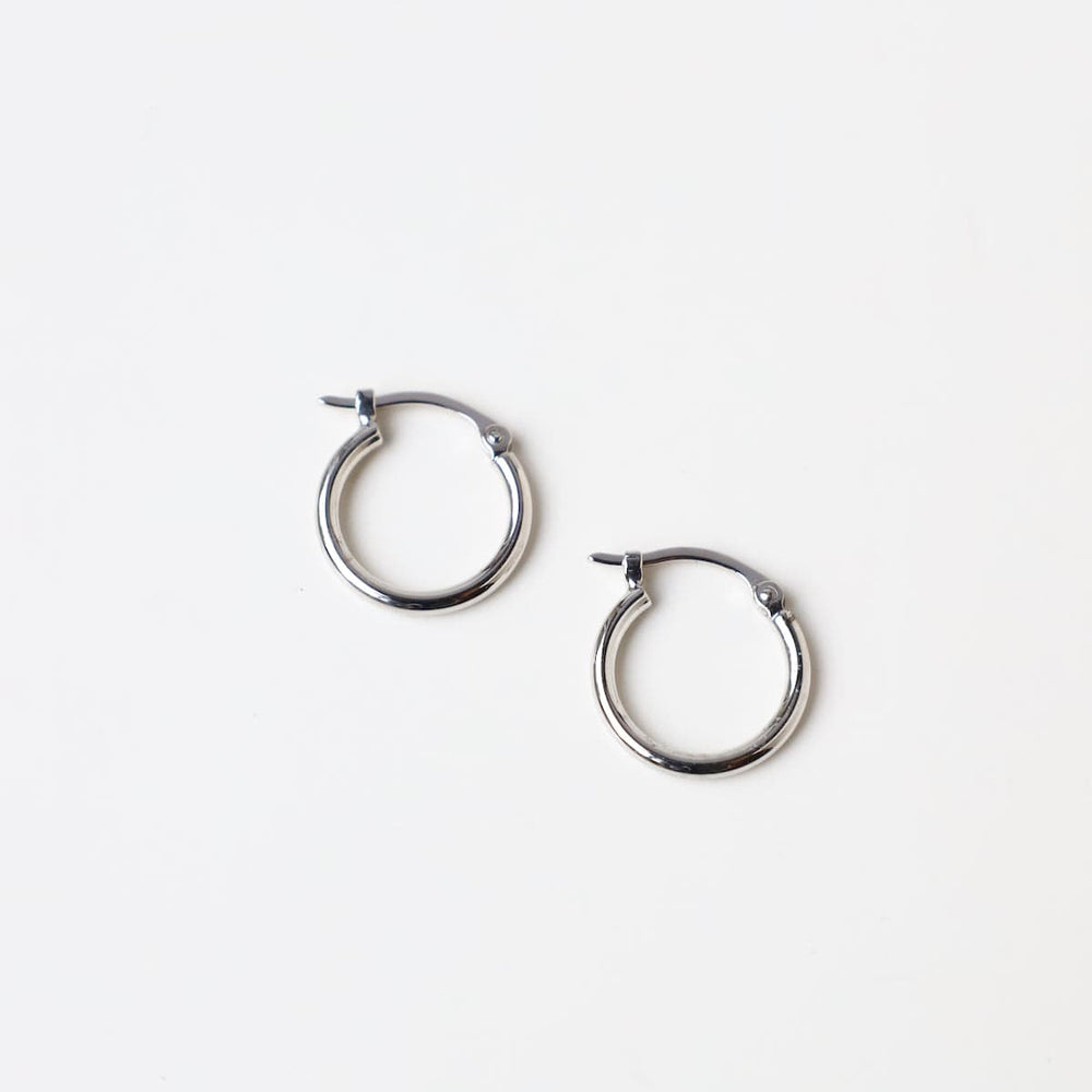 EAR-14K 14k White Gold Classic Small Hoop