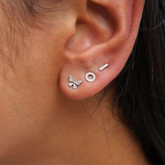 EAR-14K 14k White Gold Open Circle Diamond Post Earring