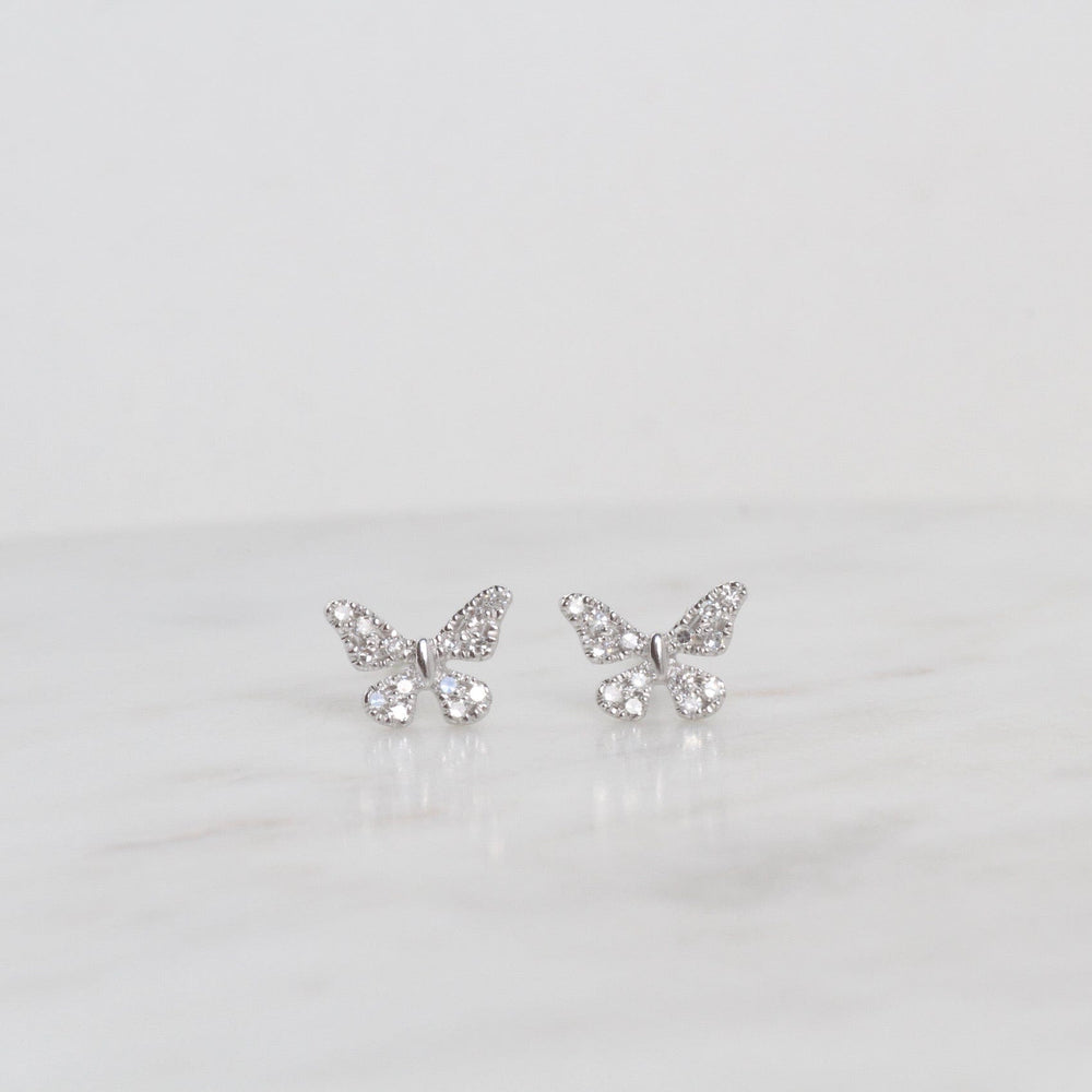 
                      
                        EAR-14K 14k White Gold Pavé Diamond Butterfly Post Earring
                      
                    