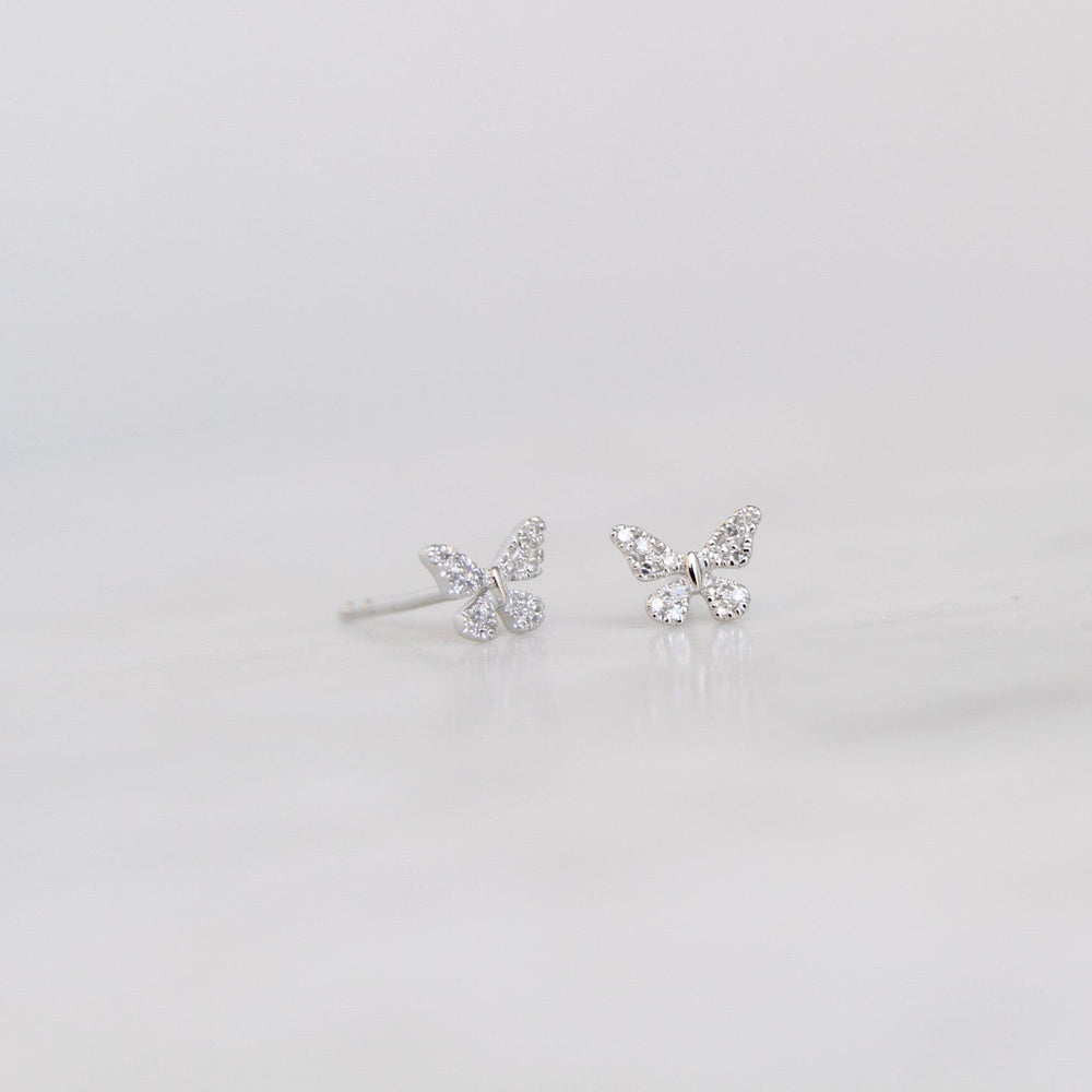 
                      
                        EAR-14K 14k White Gold Pavé Diamond Butterfly Post Earring
                      
                    