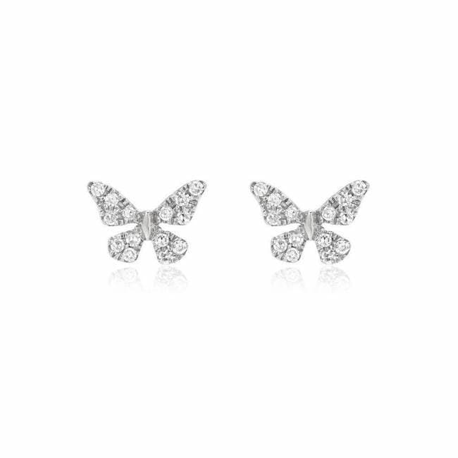 
                      
                        EAR-14K 14k White Gold Pavé Diamond Butterfly Post Earring
                      
                    