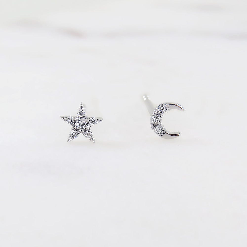 
                      
                        EAR-14K 14k White Gold Pavé Diamond Mini Star & Moon Post Earrings
                      
                    