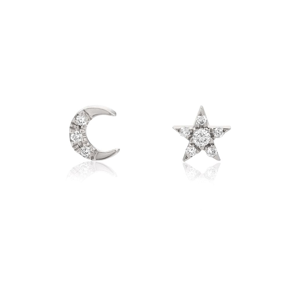 
                      
                        EAR-14K 14k White Gold Pavé Diamond Mini Star & Moon Post Earrings
                      
                    