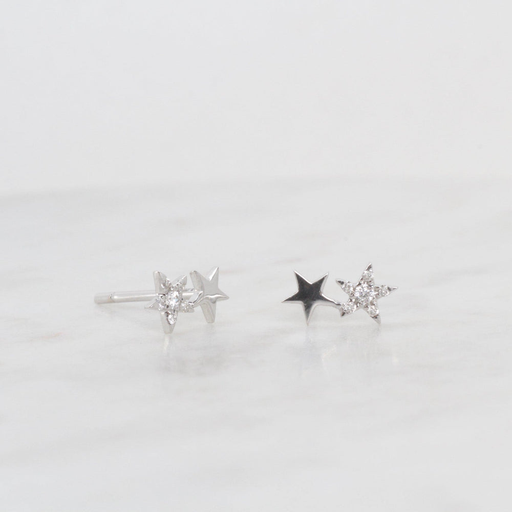 
                      
                        EAR-14K 14k White Gold Pavé Diamond Petite Double Star Post Earring
                      
                    