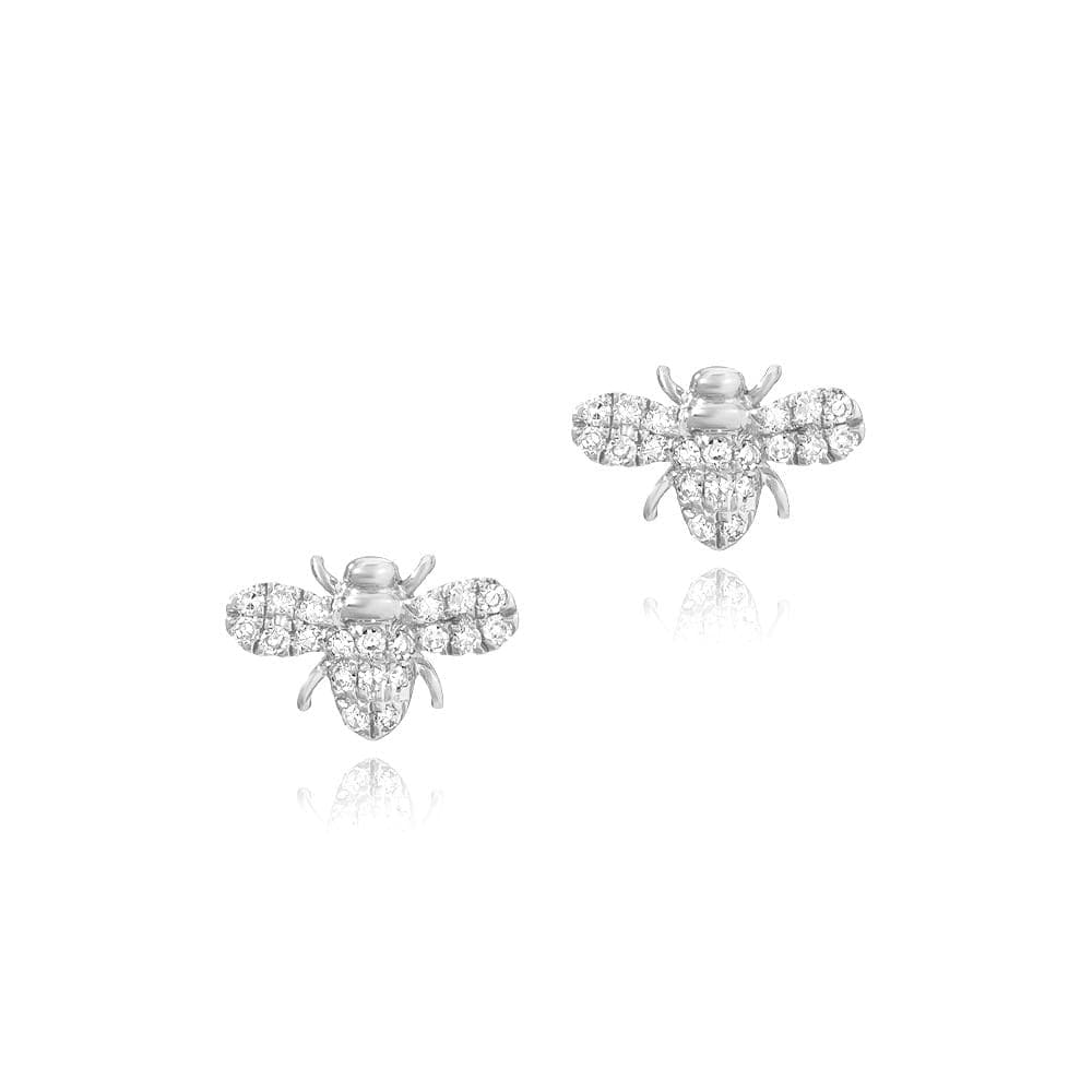 
                      
                        EAR-14K 14k White Gold Petite Bee Earrings with Pave Diamonds
                      
                    