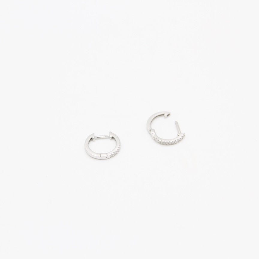 
                      
                        EAR-14K 14k White Gold Small Diamond Huggie Hoops
                      
                    