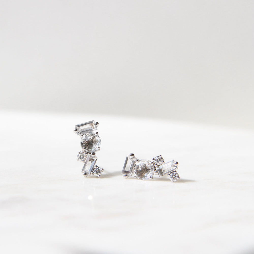 
                  
                    EAR-14K 14k White Gold White Topaz Scattered Baguette Bar Earrings
                  
                