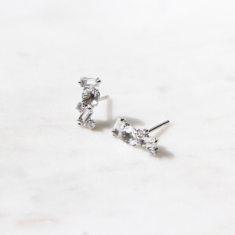 
                  
                    EAR-14K 14k White Gold White Topaz Scattered Baguette Bar Earrings
                  
                