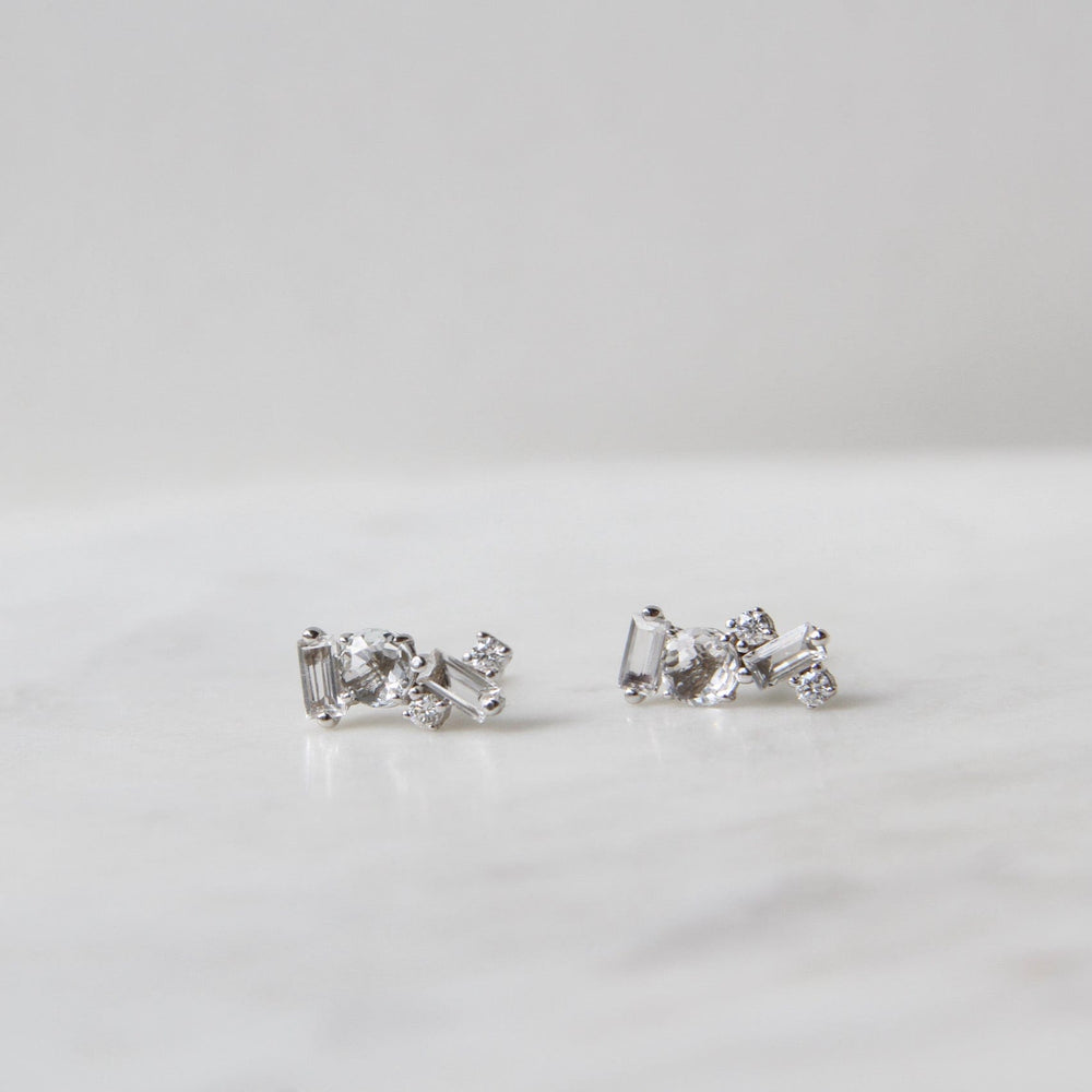 
                  
                    EAR-14K 14k White Gold White Topaz Scattered Baguette Bar Earrings
                  
                