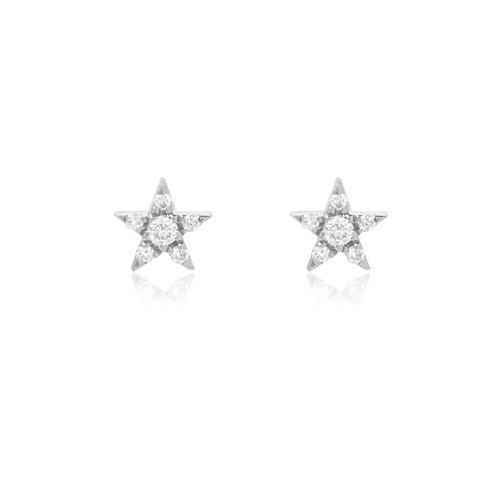 EAR-14K 14k White Super Mini Star Diamond Post Earrings