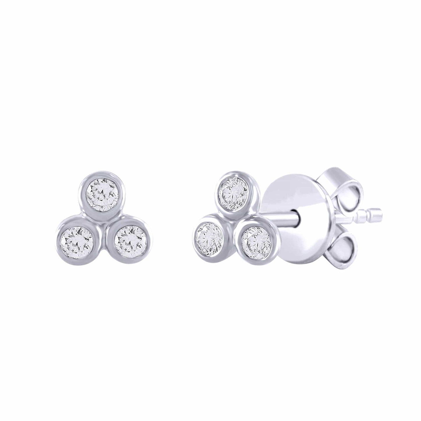 EAR-14K 14k White Trio Diamond Post Earrings