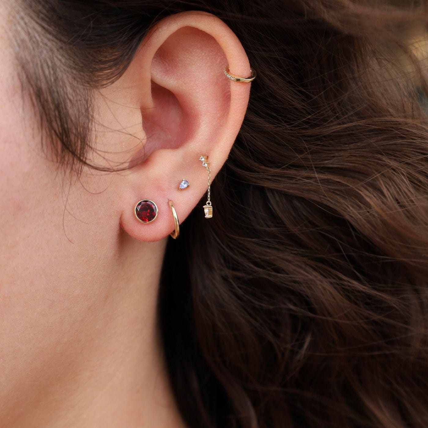 EAR-14K 14K Y 6mm Garnet Martini Stud Earrings