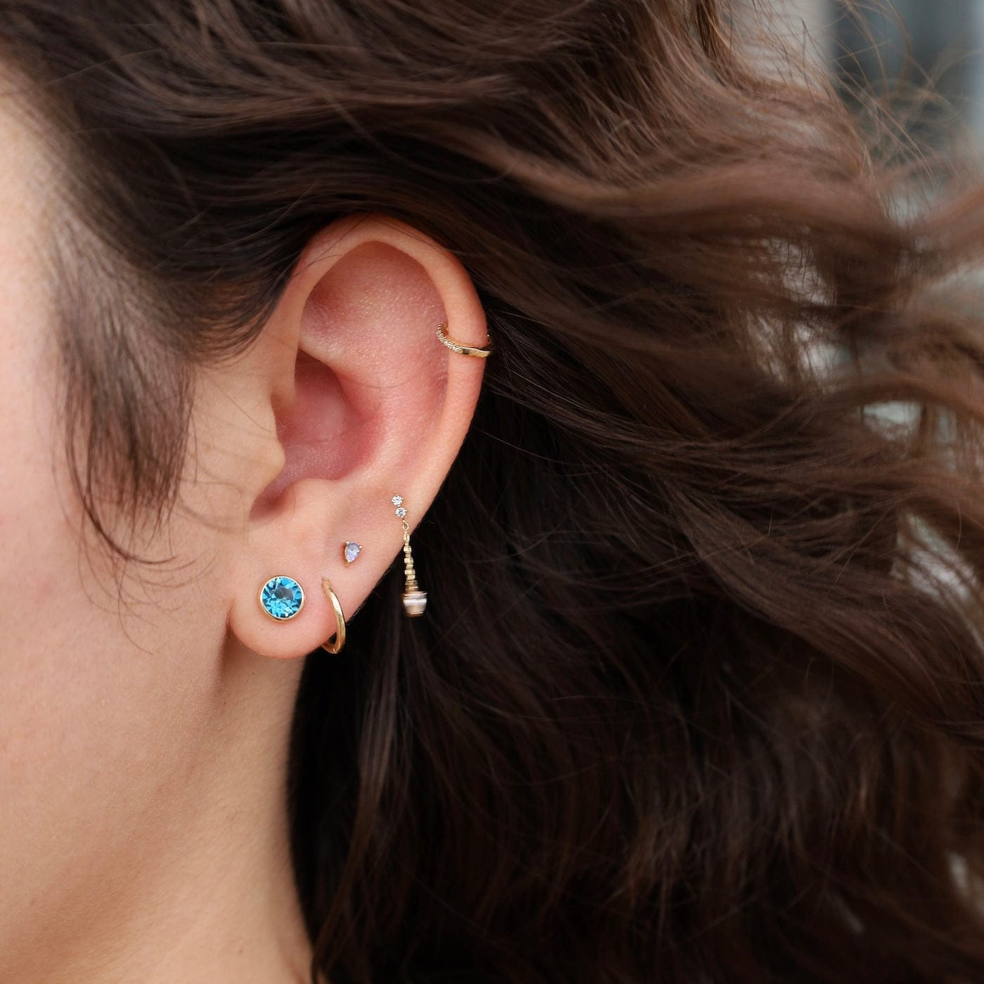 EAR-14K 14K Y 6mm London Blue Topaz Martini Stud Earrings