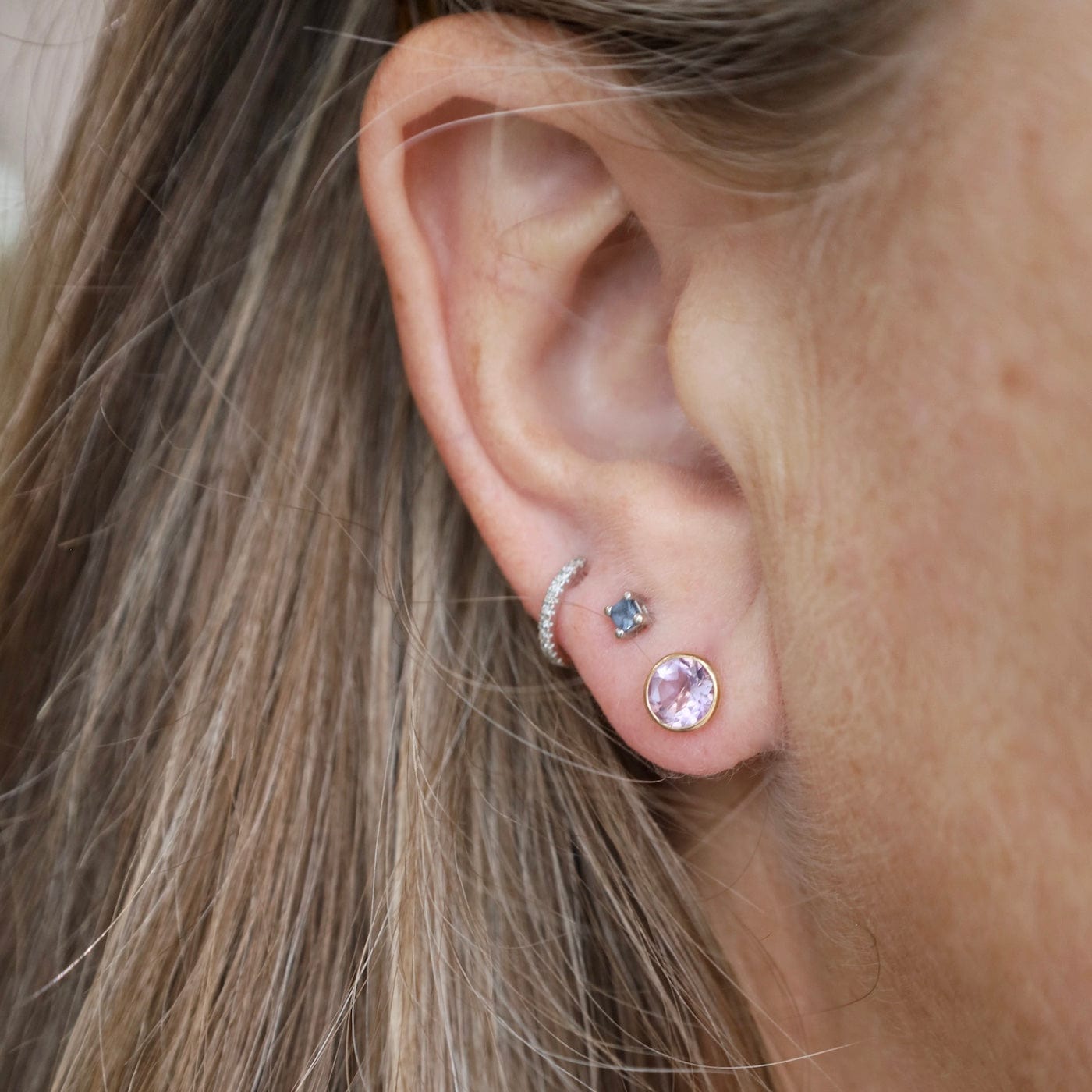 EAR-14K 14K Y 6mm Pink Amethyst Martini Stud Earrings