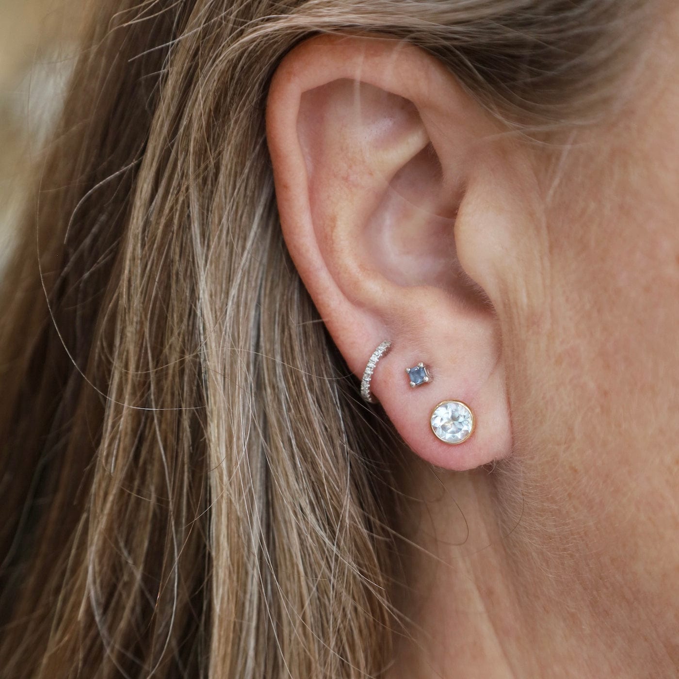 EAR-14K 14K Y 6mm Sky Blue Topaz Martini Stud Earrings