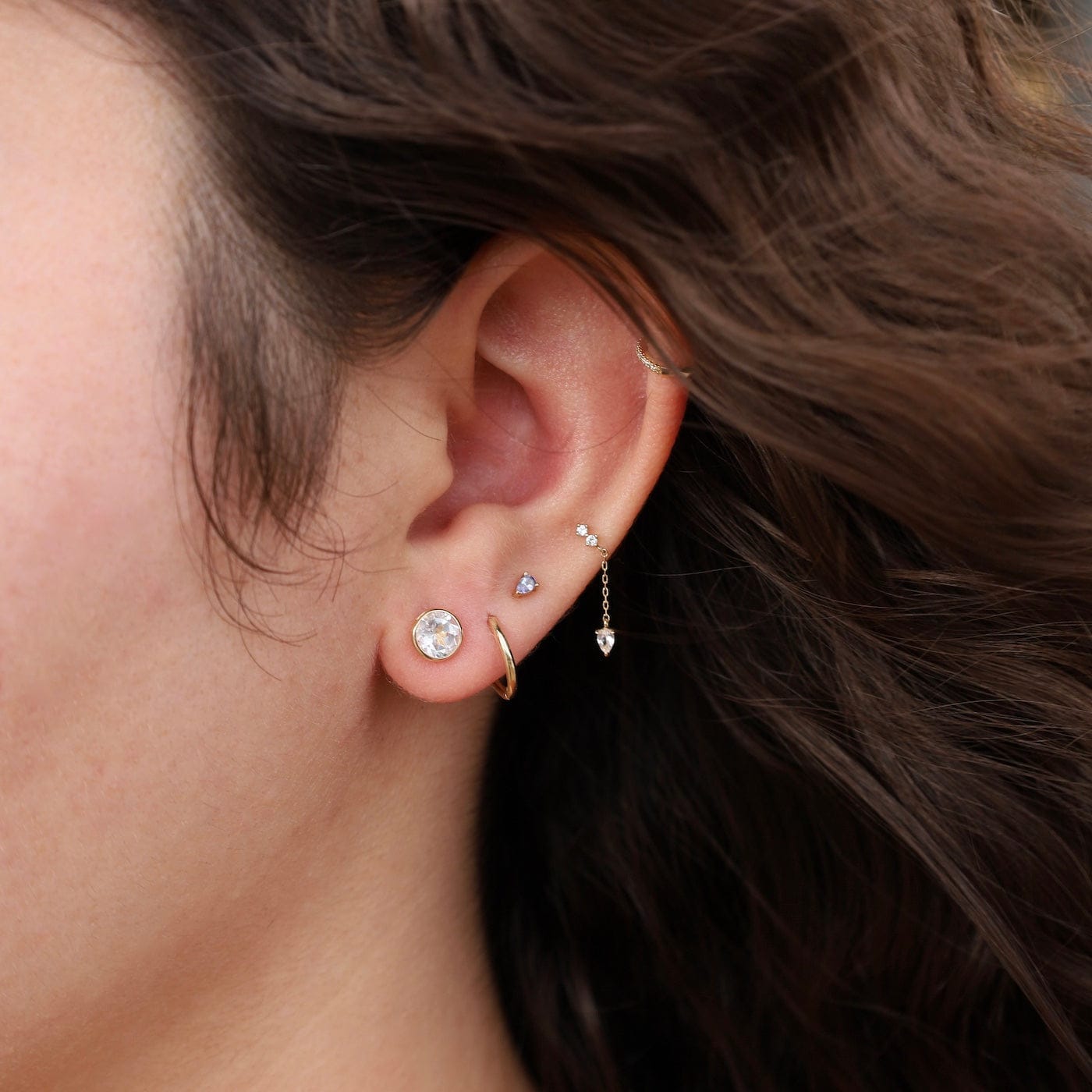 EAR-14K 14K Y 6mm  White Topaz Martini Stud Earrings