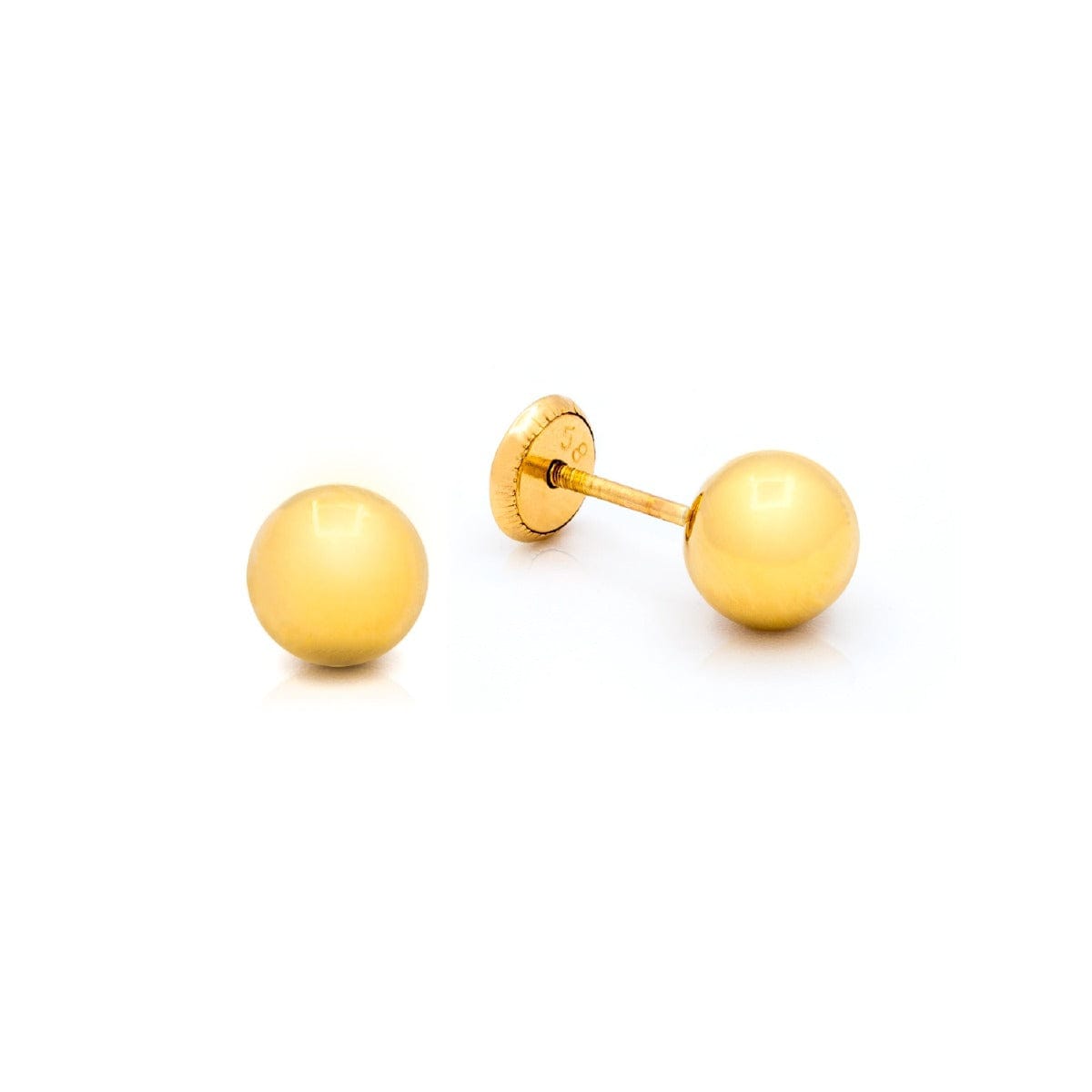 14kt Gold Yellow Finish 7mm Faceted Diamond Cut Ball Post Earring with Push Back hot Clasp