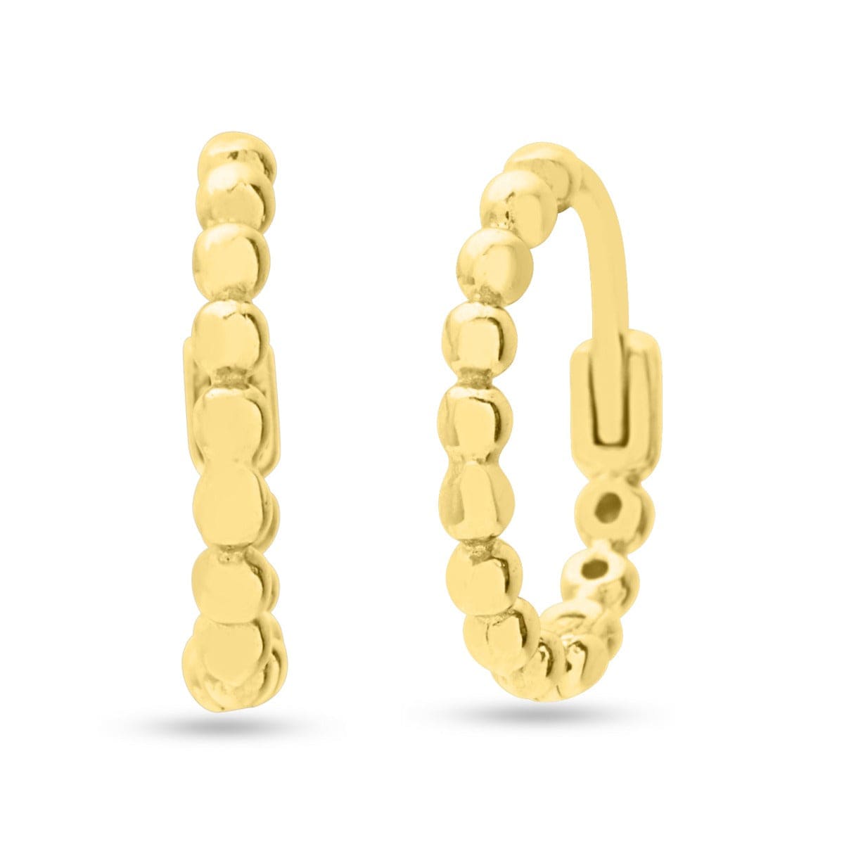 EAR-14K 14k Yellow Beaded Mini Huggie Earrings