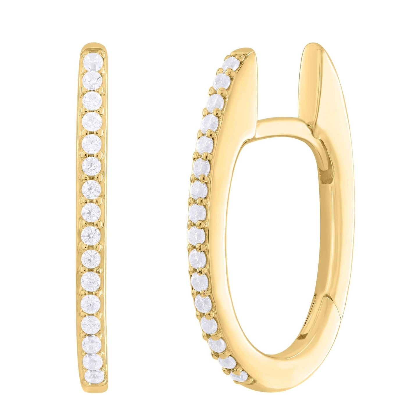 14k Yellow Gold Diamond Oval Huggies – Dandelion Jewelry