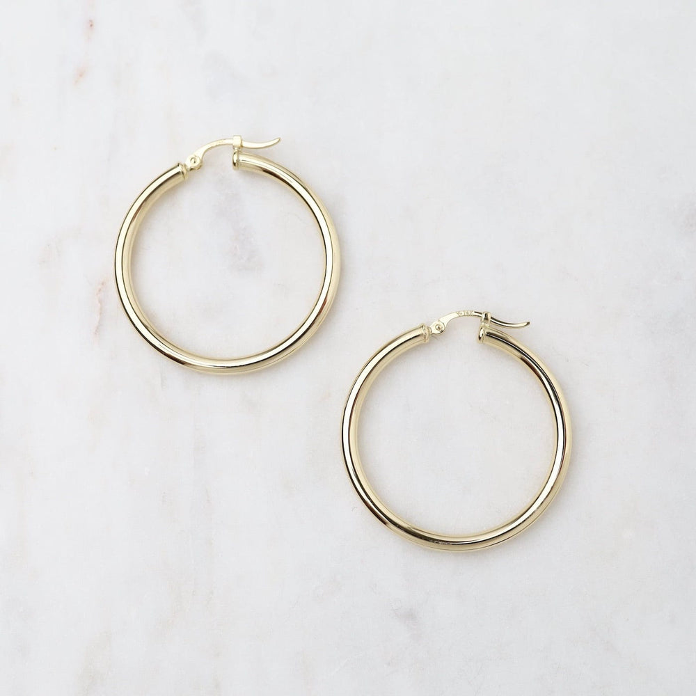 EAR-14K 14k Yellow Gold 2.5x30mm Latching Hoop