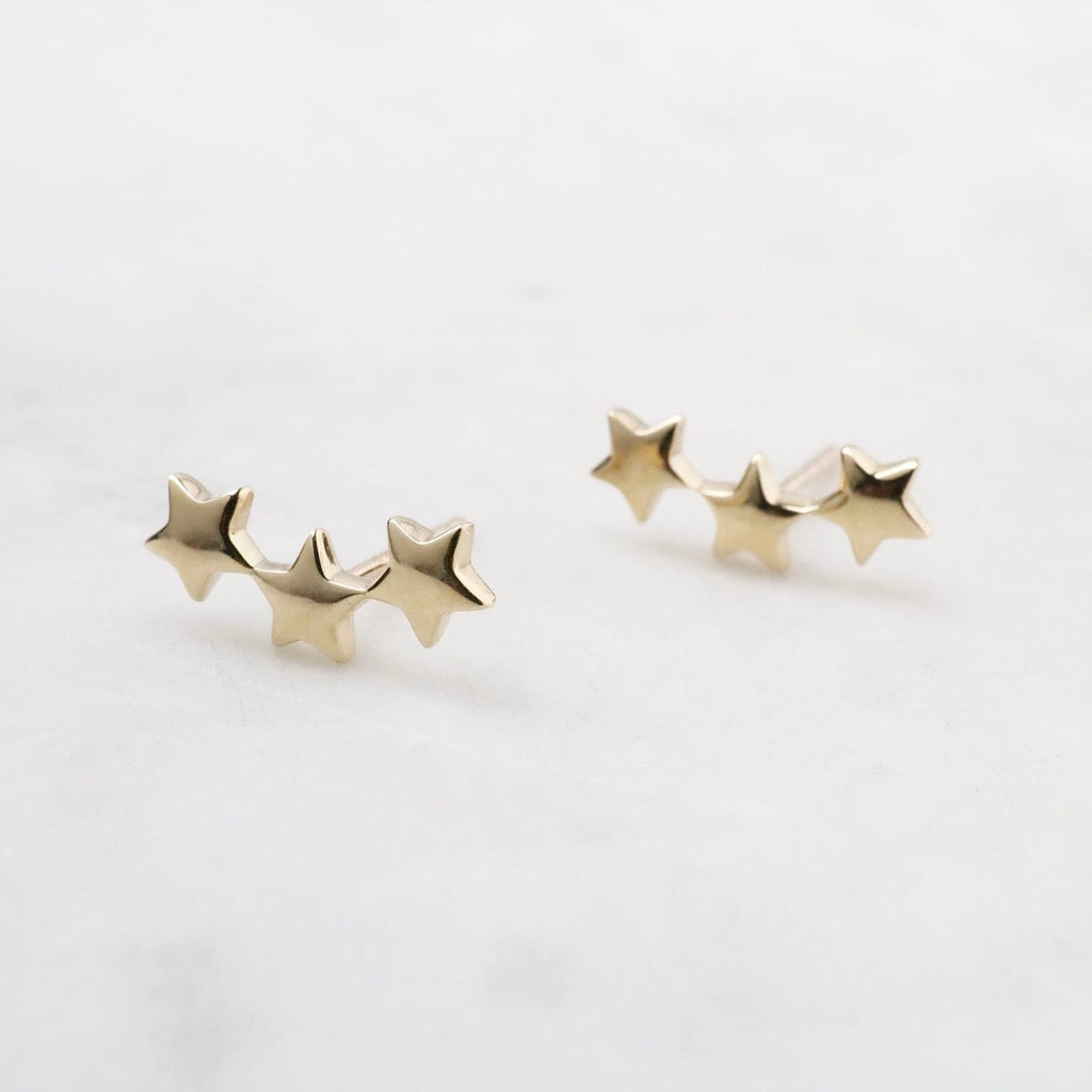 14k Yellow Spike Stud Earring – Dandelion Jewelry